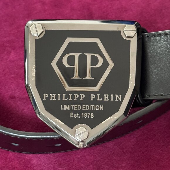 PHILIPP PLEIN Leather Belt Hexagon, Size 115 - Picture 3 of 17